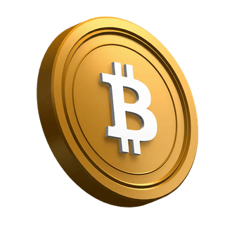 Koin Bitcoin BTC dalam posisi miring sebagai elemen visual pada bagian hero